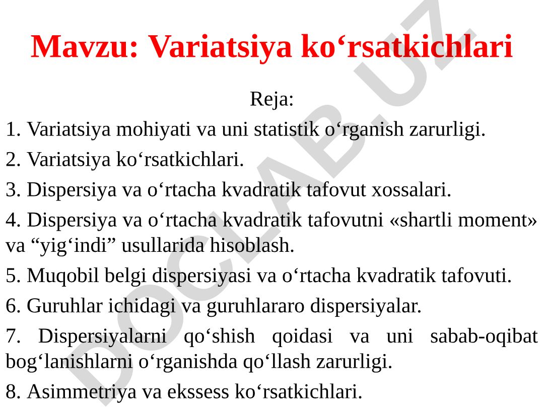 Variatsiya kо‘rsatkichlari