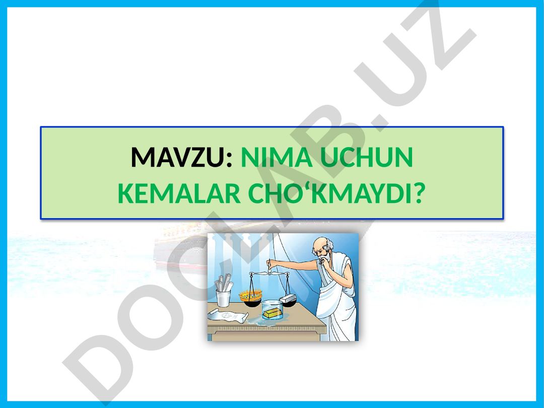 NIMA UCHUN KEMALAR CHO‘KMAYDI?
