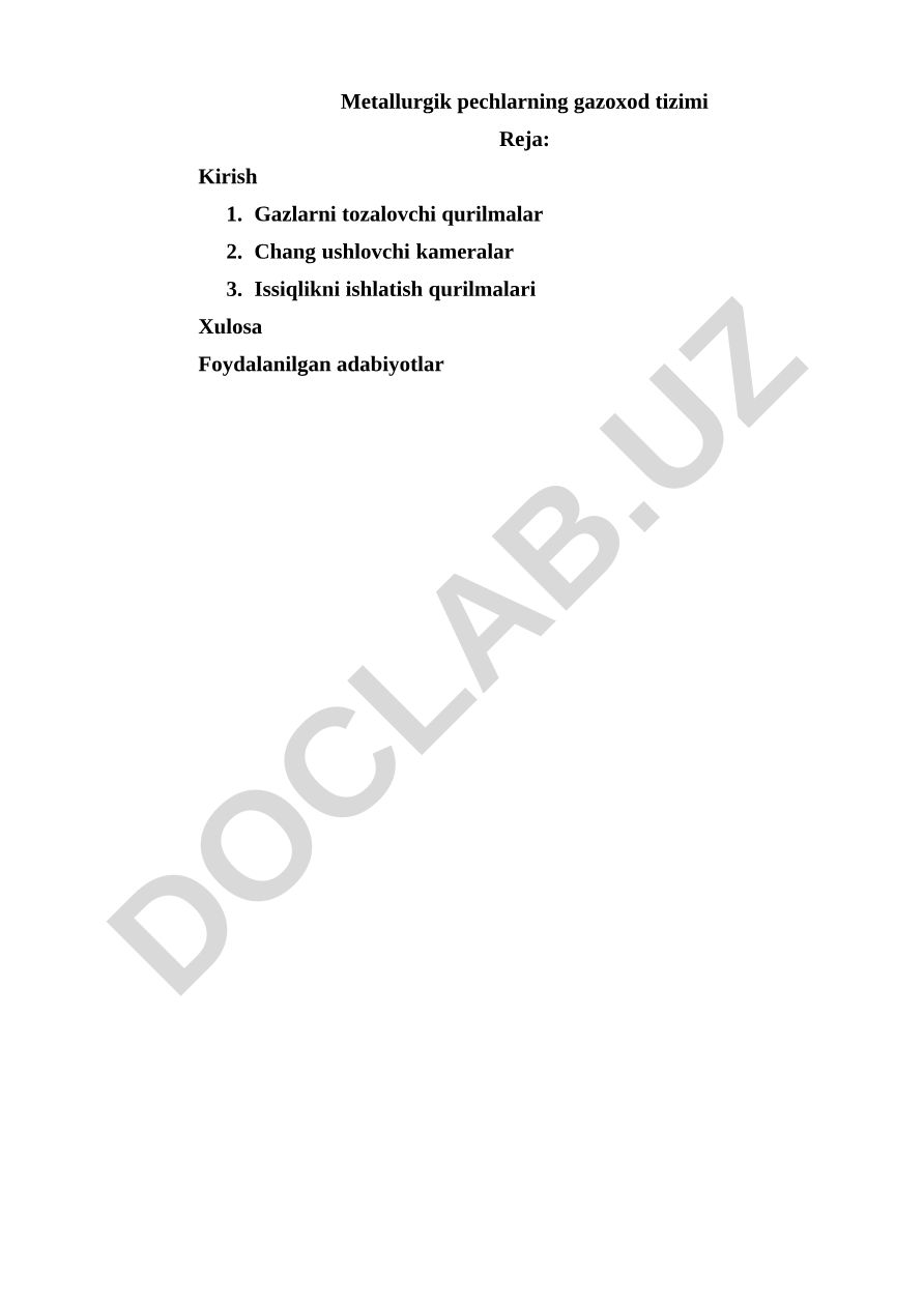 Metallurgik pechlarning gazoxod tizimi