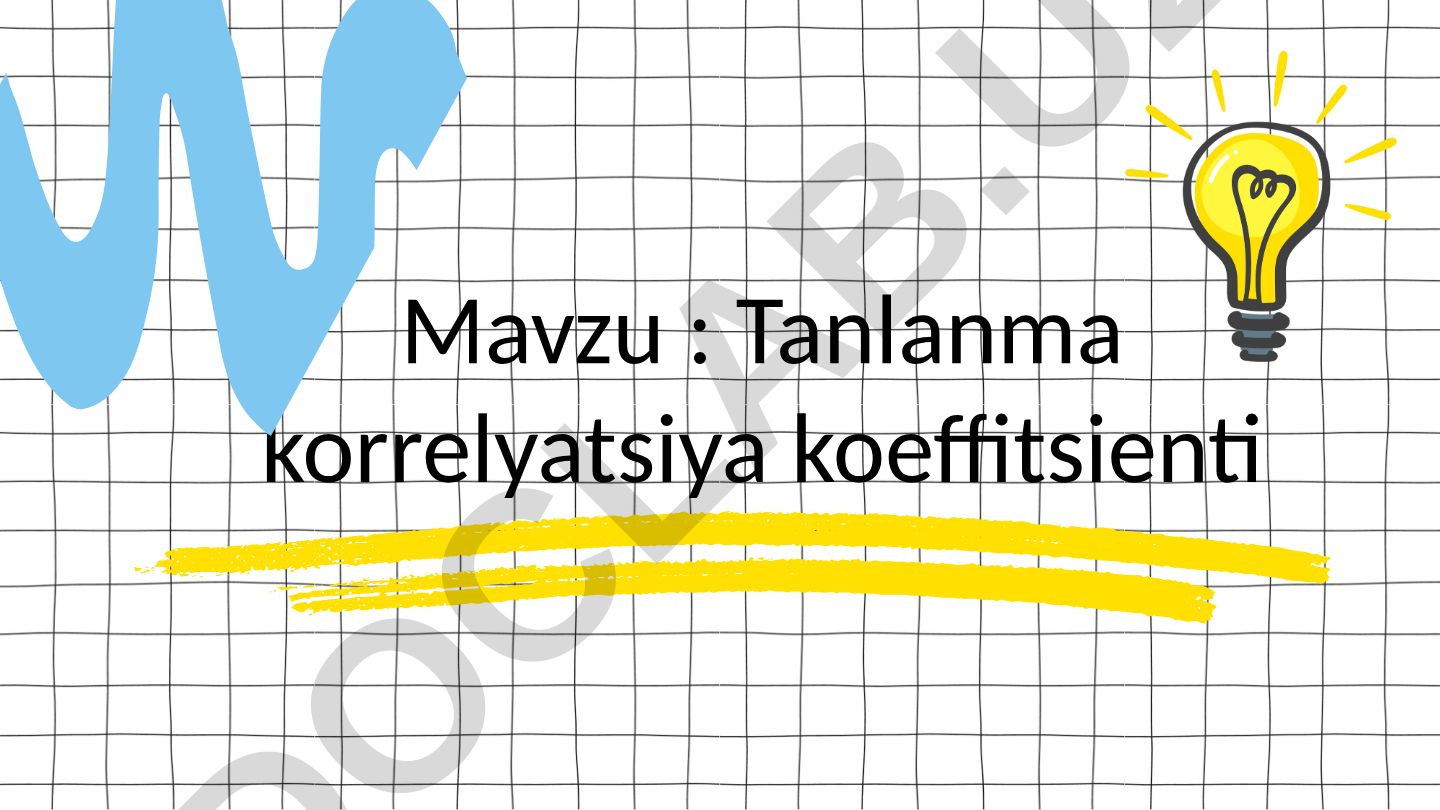 Tanlanma korrelyatsiya koeffitsienti