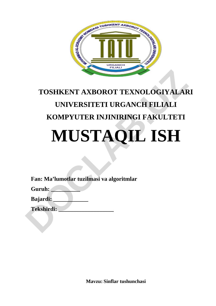 Sinflar tushunchasi