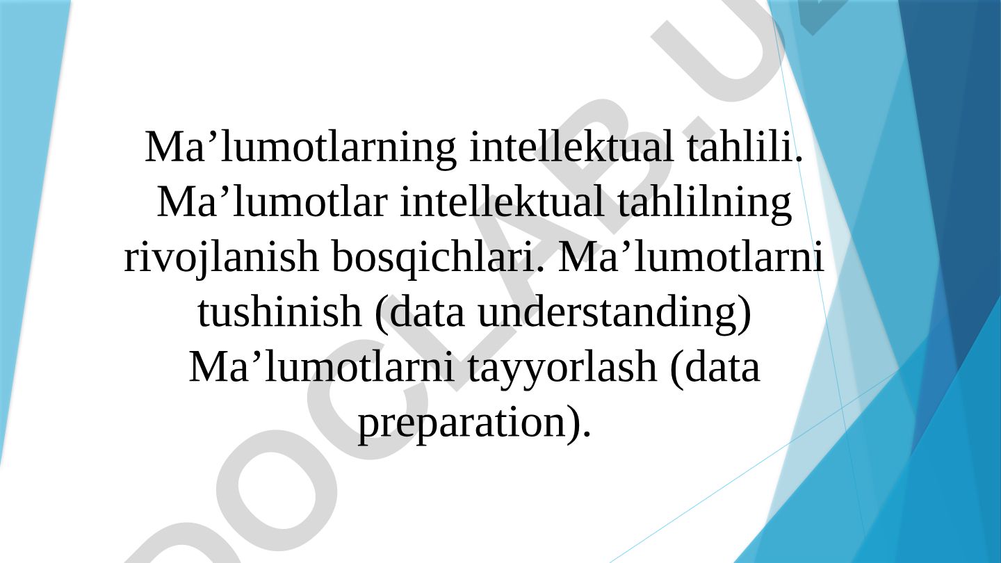 Ma’lumotlarning intellektual tahlili va rivojlanish bosqichlari