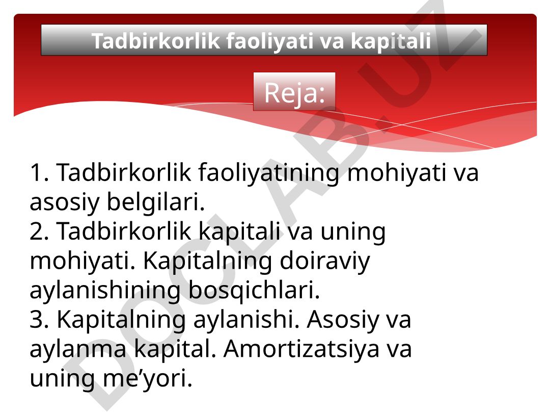 Tadbirkorlik faoliyati va kapitali
