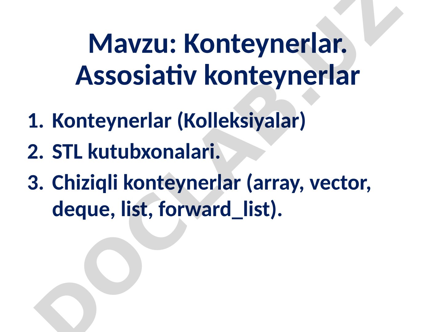 Konteynerlar haqida taqdimot