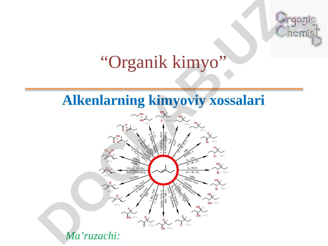 Alkenlarning kimyoviy xossalari va metatezis reaktsiyalari