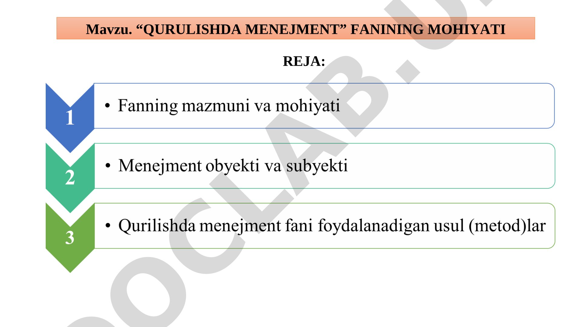 Qurilishda menejment fanining mohiyati