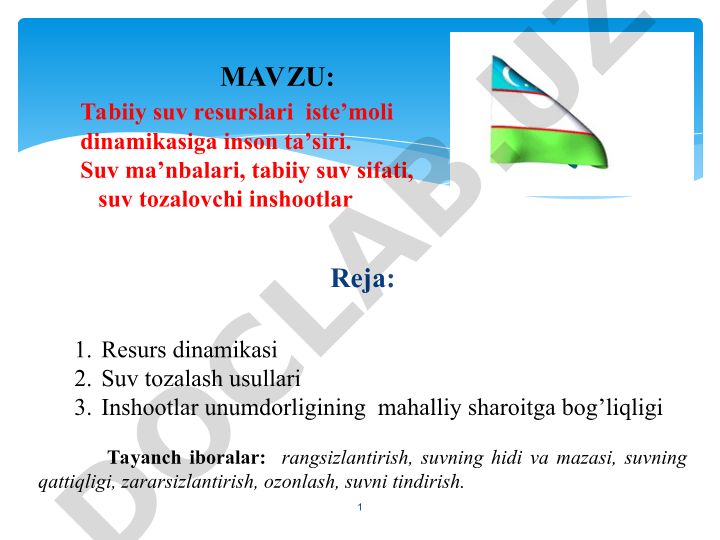 Tabiiy suv resurslari iste’moli dinamikasiga inson ta’siri