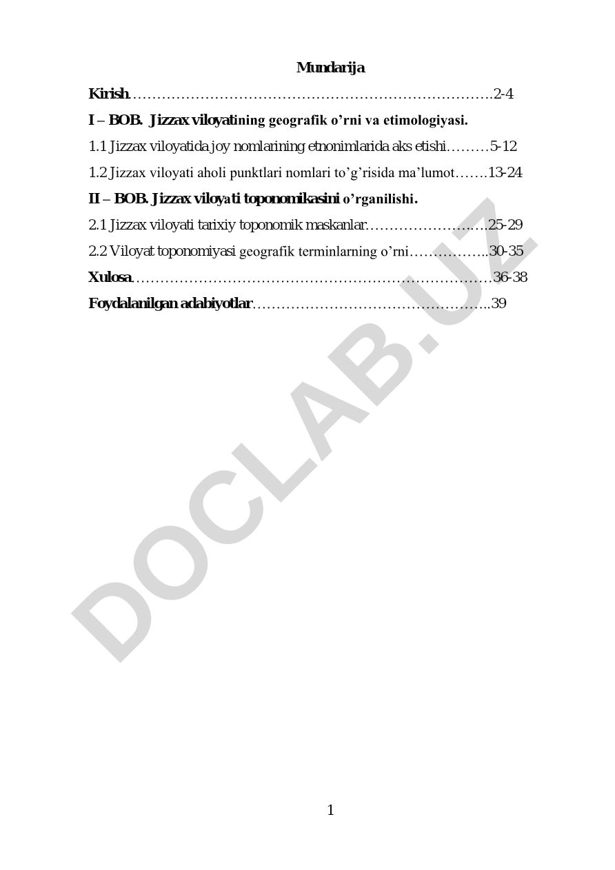 Jizzax viloyati toponimiyasi va etimologiyasi