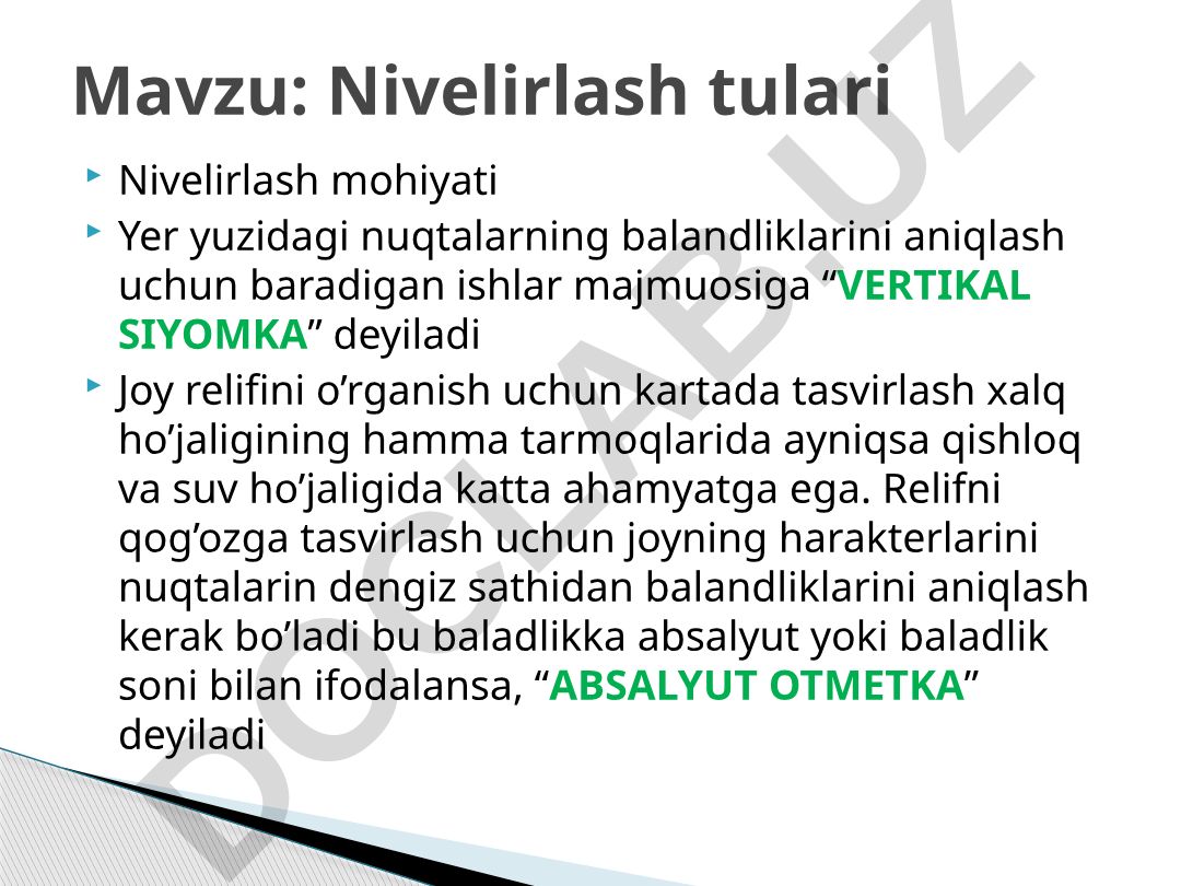 Nivelirlash tulari