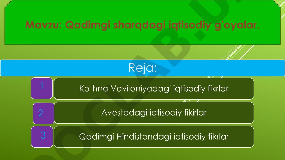 Qadimgi sharqdagi iqtisodiy g'oyalar