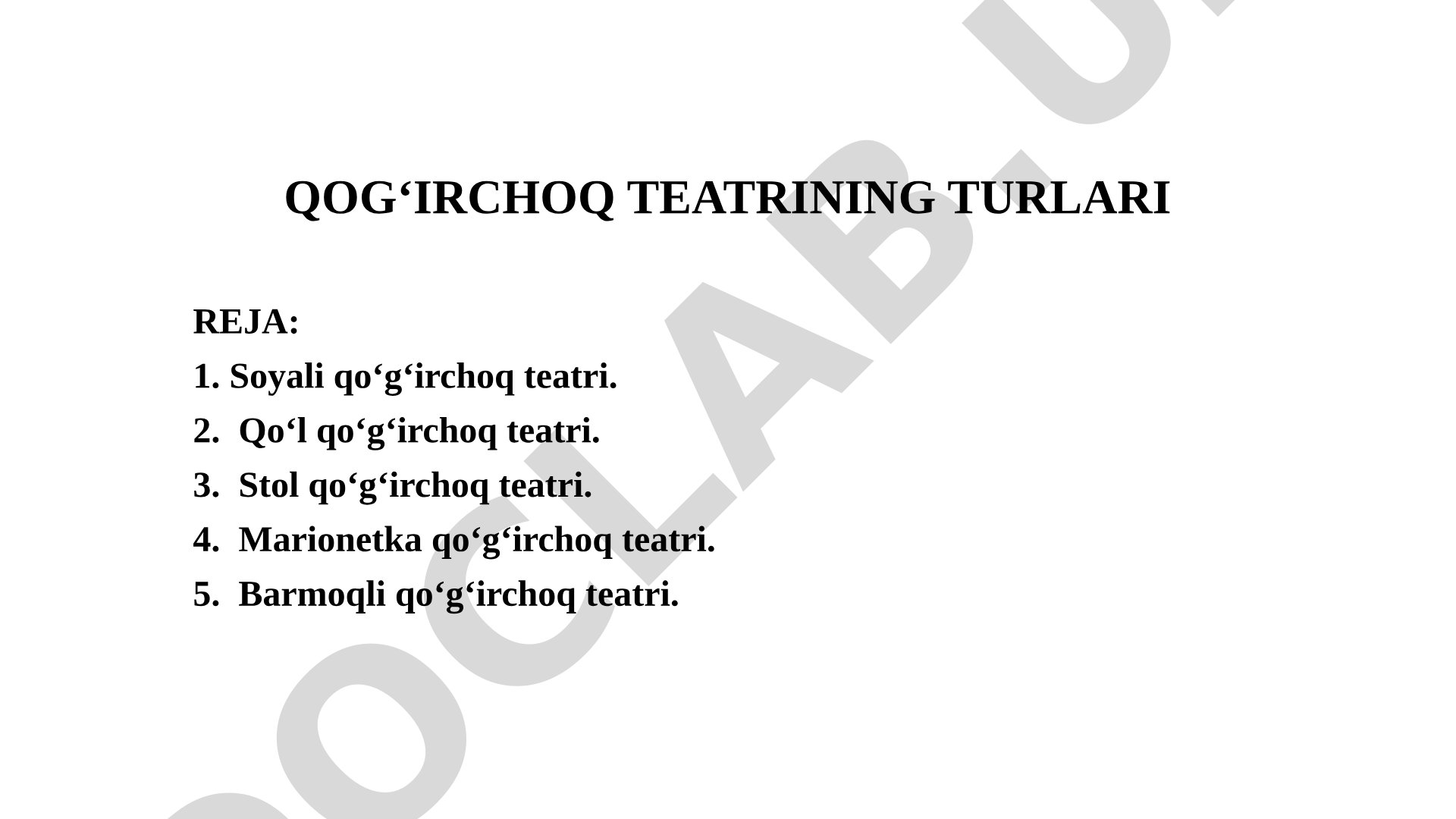 Qo‘g‘irchoq teatrining turlari