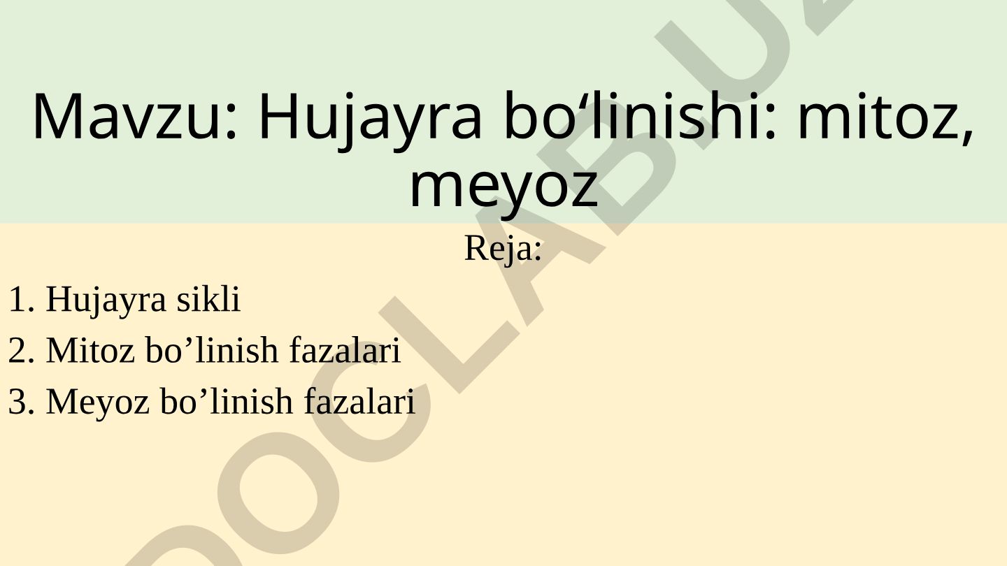 Hujayra bo‘linishi: mitoz, meyoz