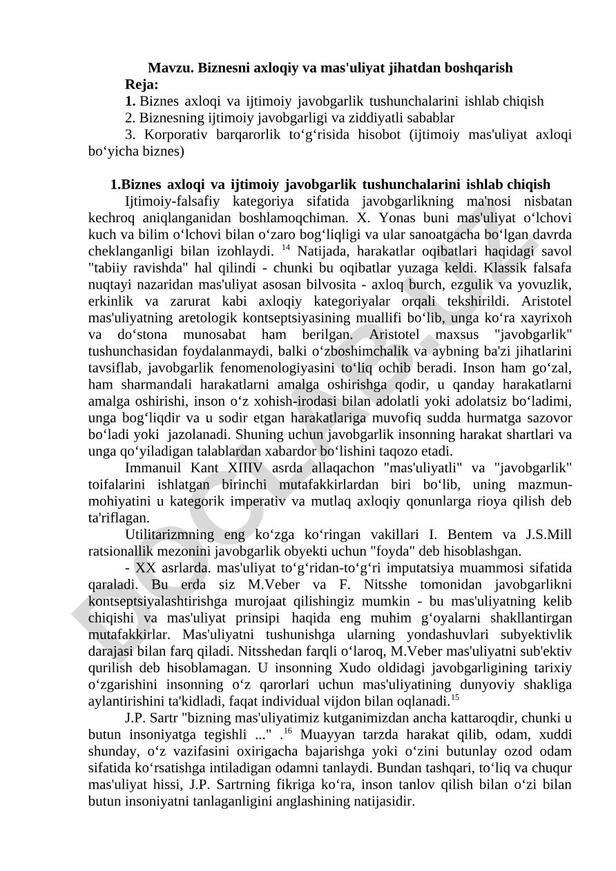 Biznesni axloqiy va mas'uliyat jihatdan boshqarish