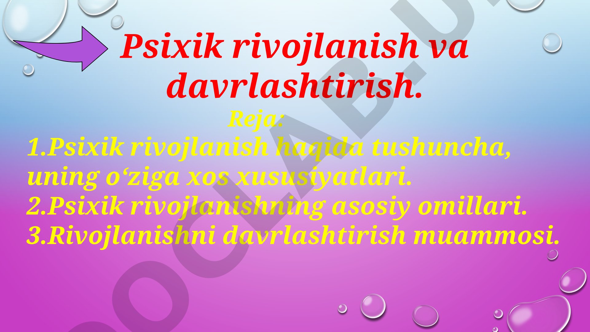 Psixik rivojlanish va davrlashtirish
