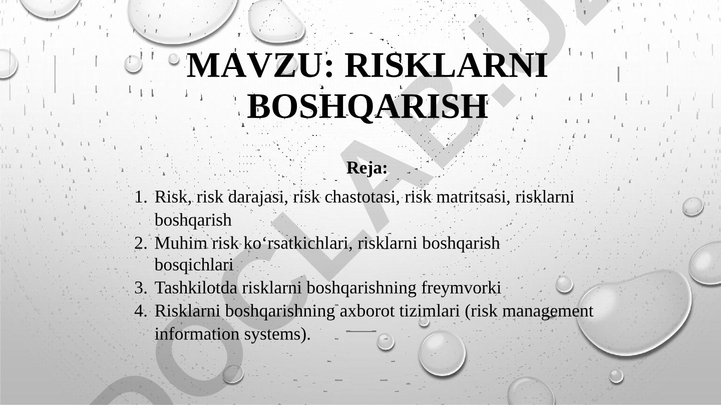RISKLARNI BOSHQARISH
