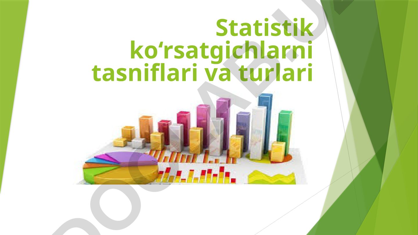 Statistik ko‘rsatgichlarni tasniflari va turlari