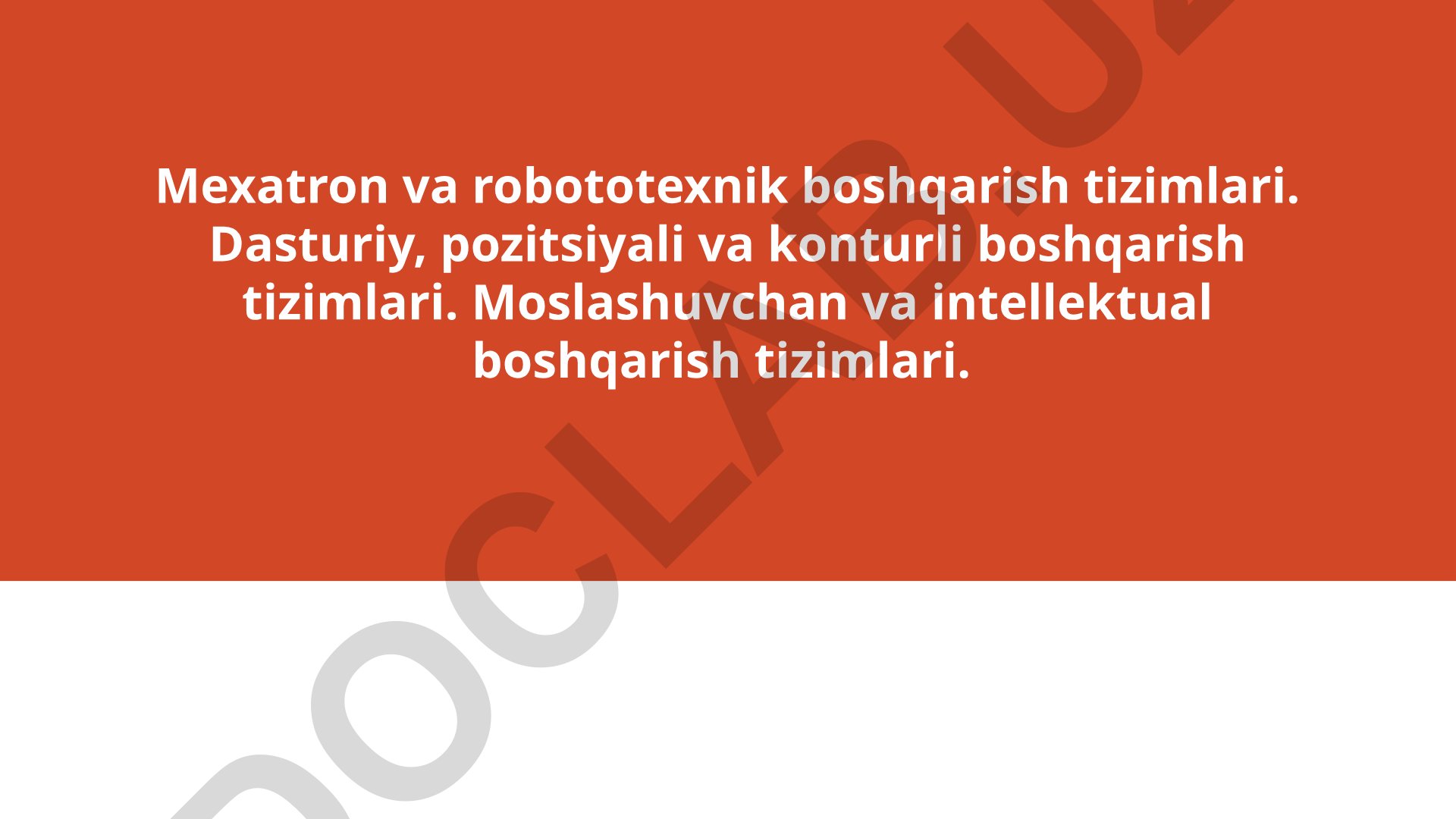Mexatron va robototexnik boshqarish tizimlari