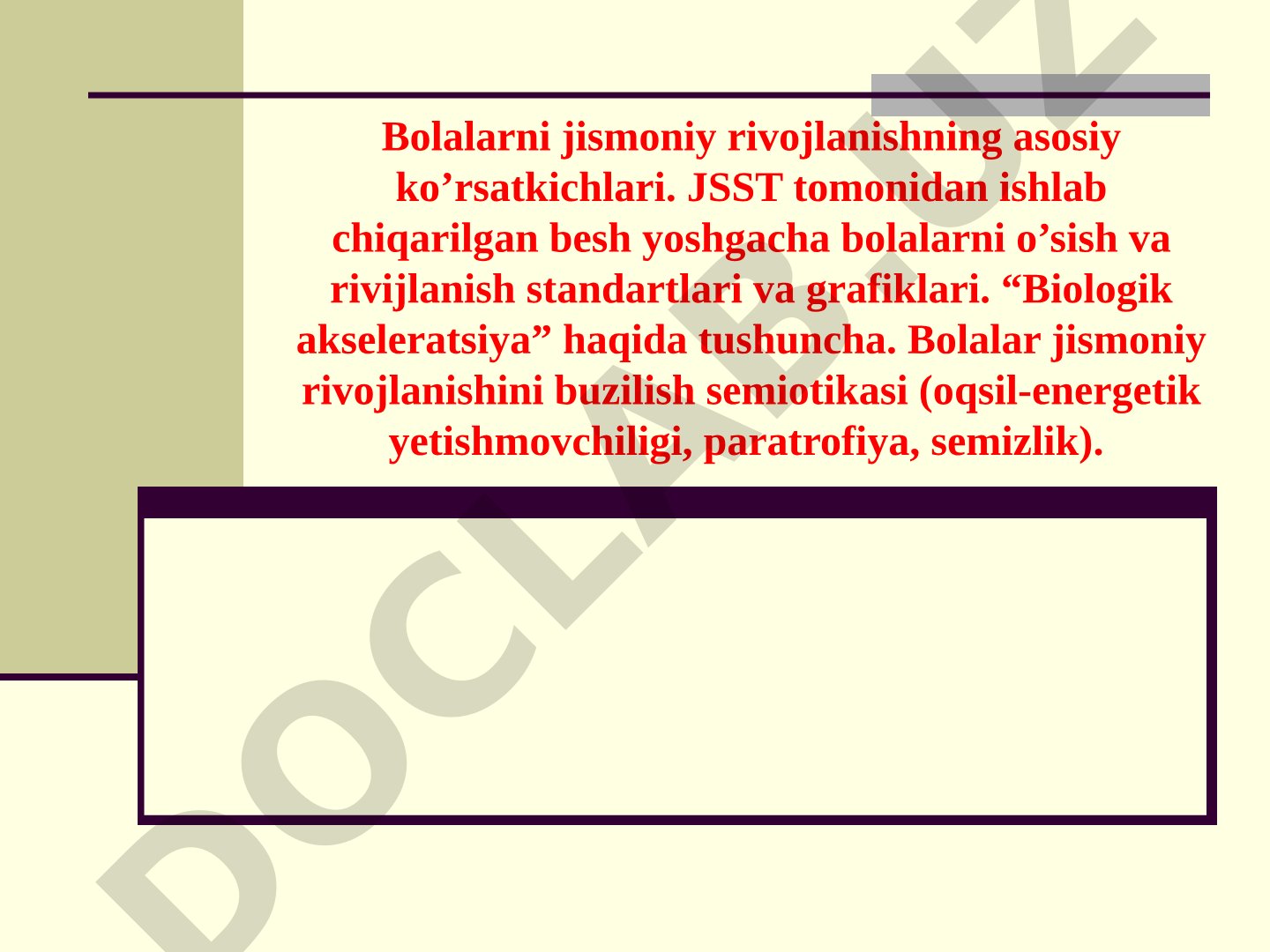 Bolalarni jismoniy rivojlanishining asosiy ko'rsatkichlari