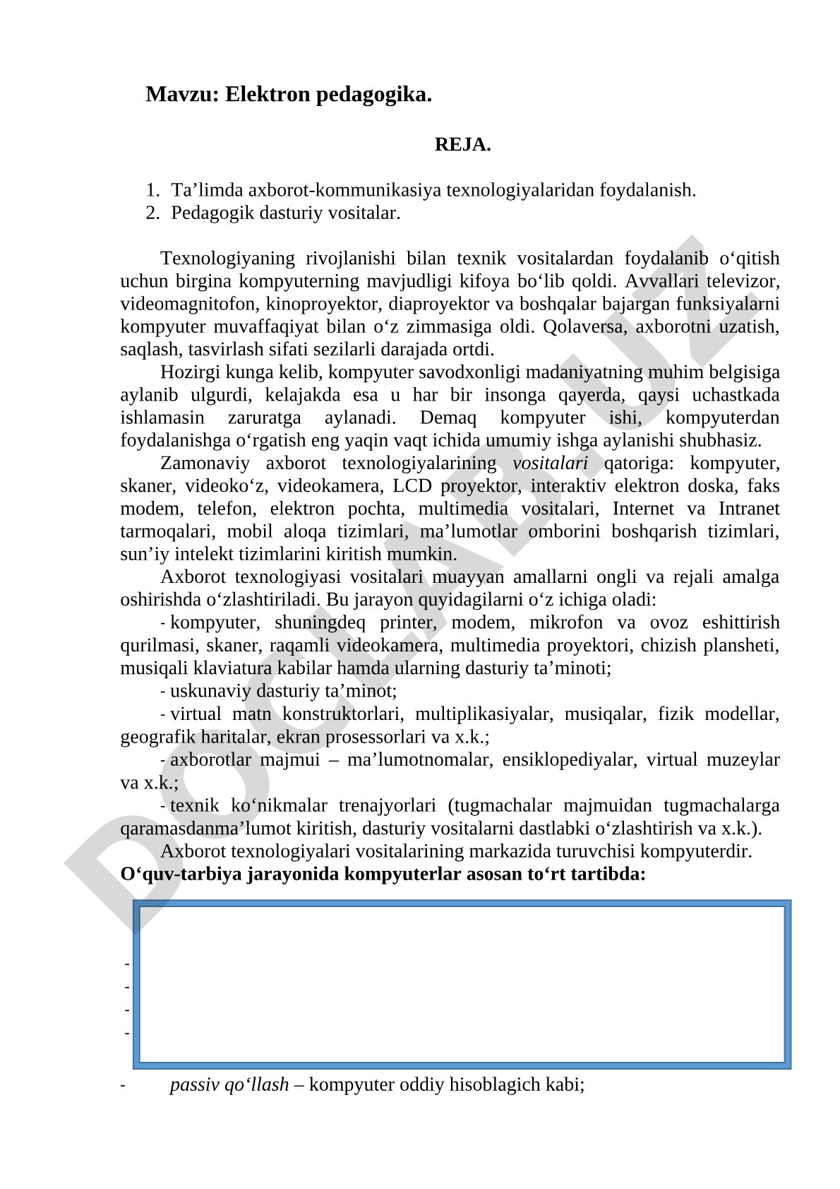 Elektron pedagogika reja hujjati