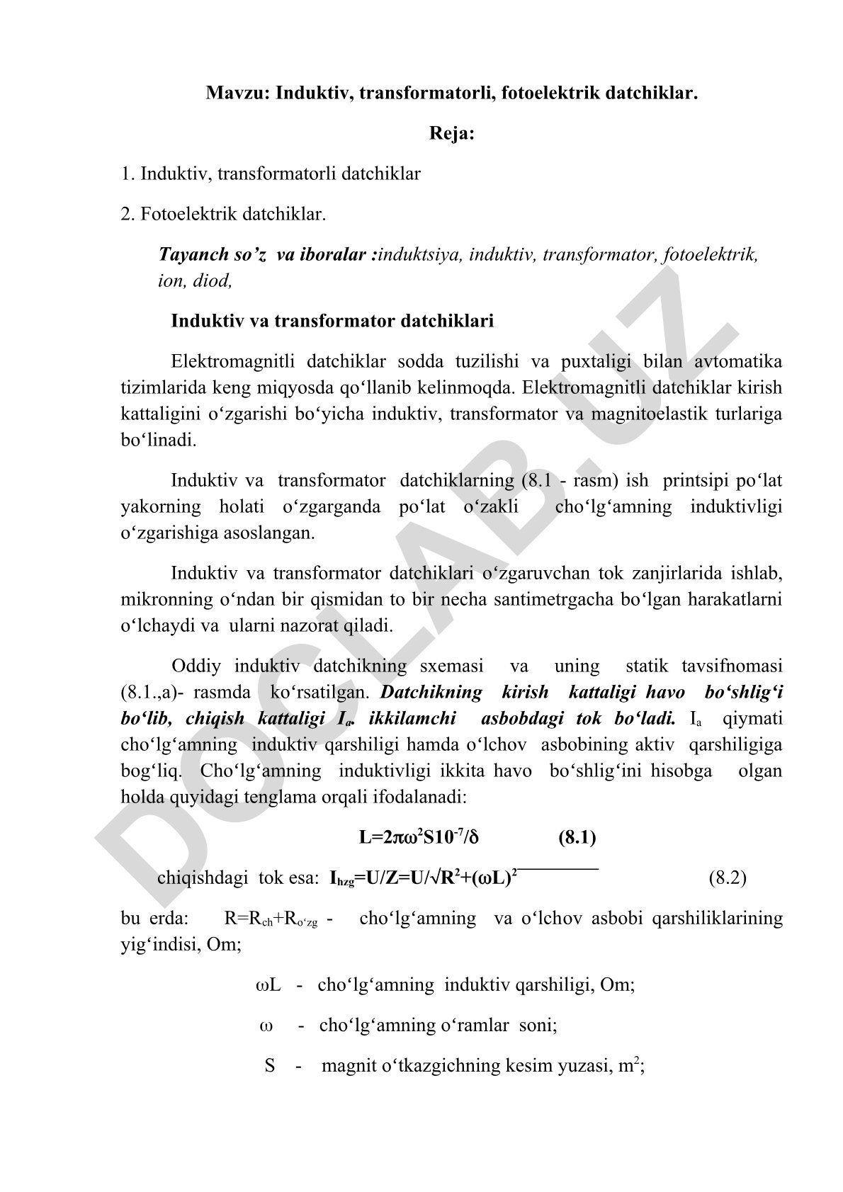 Induktiv, transformatorli, fotoelektrik datchiklar