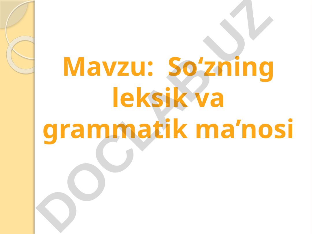So‘zning leksik va grammatik ma’nosi