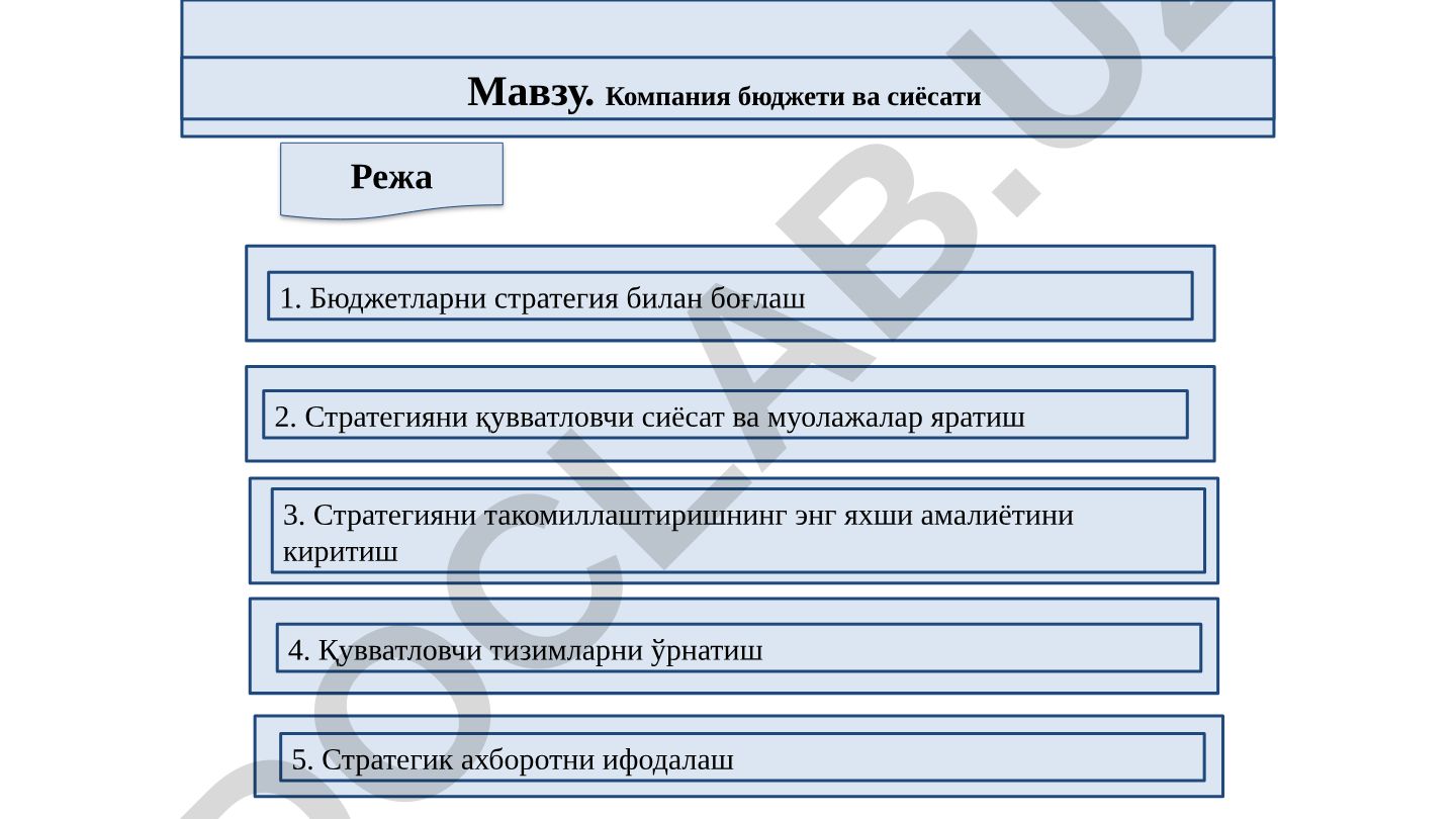 Компания бюджети ва сиёсати
