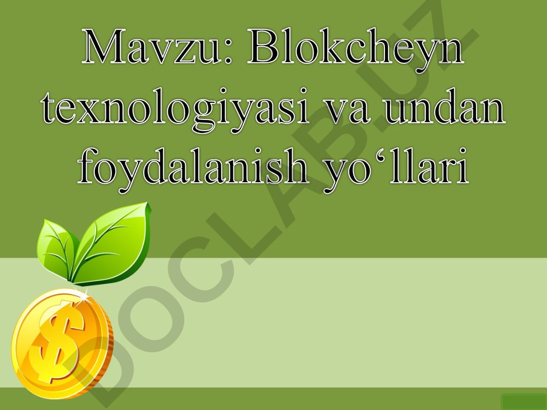 Blokcheyn texnologiyasi: ta'rifi, imkoniyatlari va qo'llanilishi