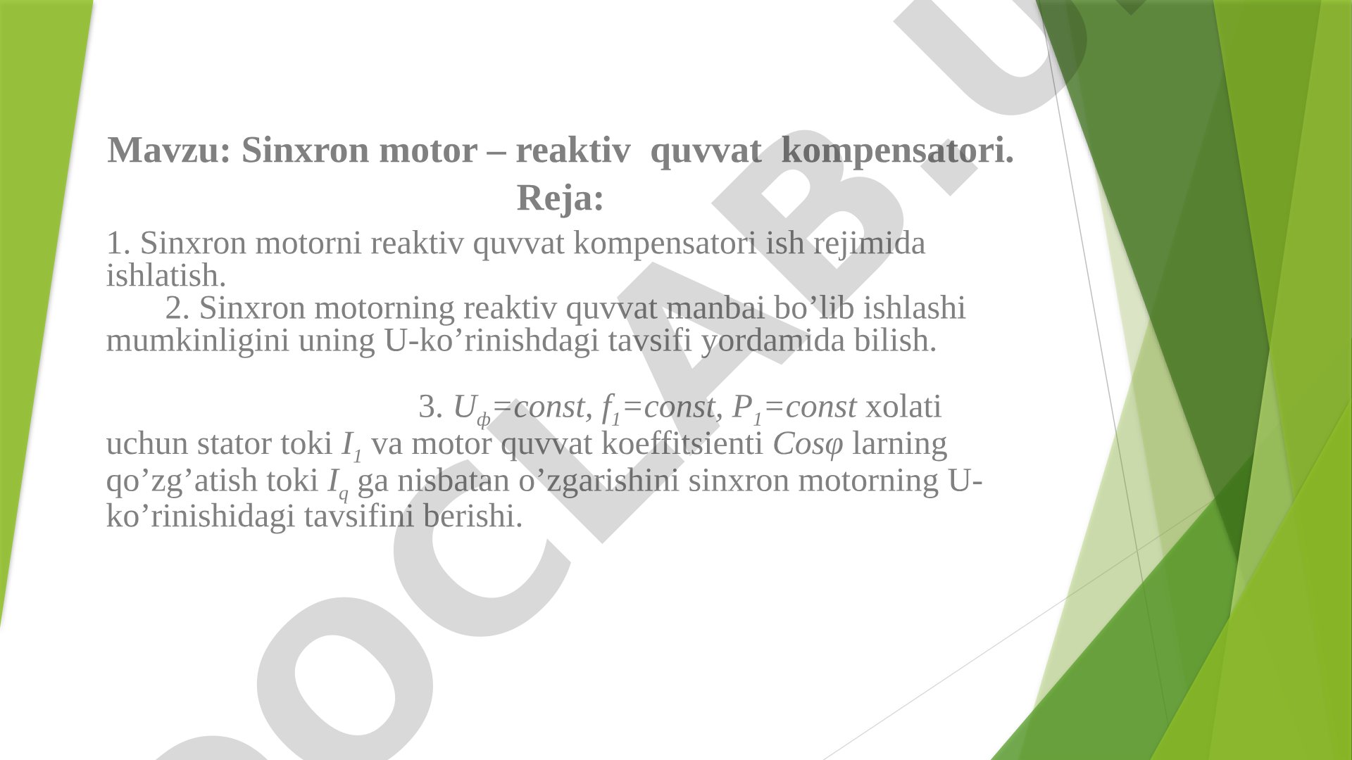 Sinxron motor – reaktiv quvvat kompensatori