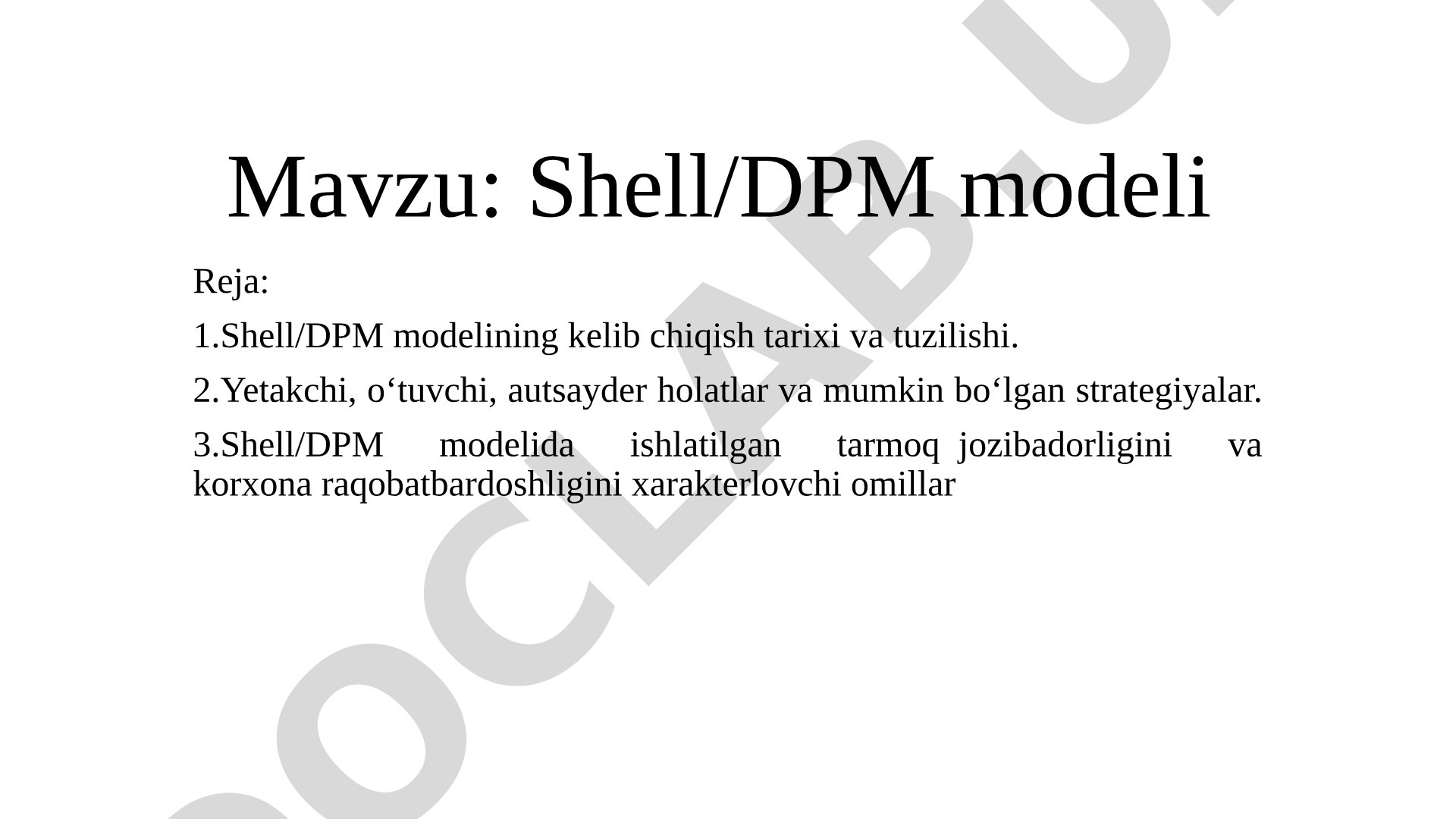 Shell/DPM modeli