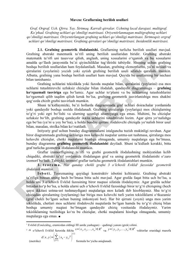 Graflarning berilish usullari