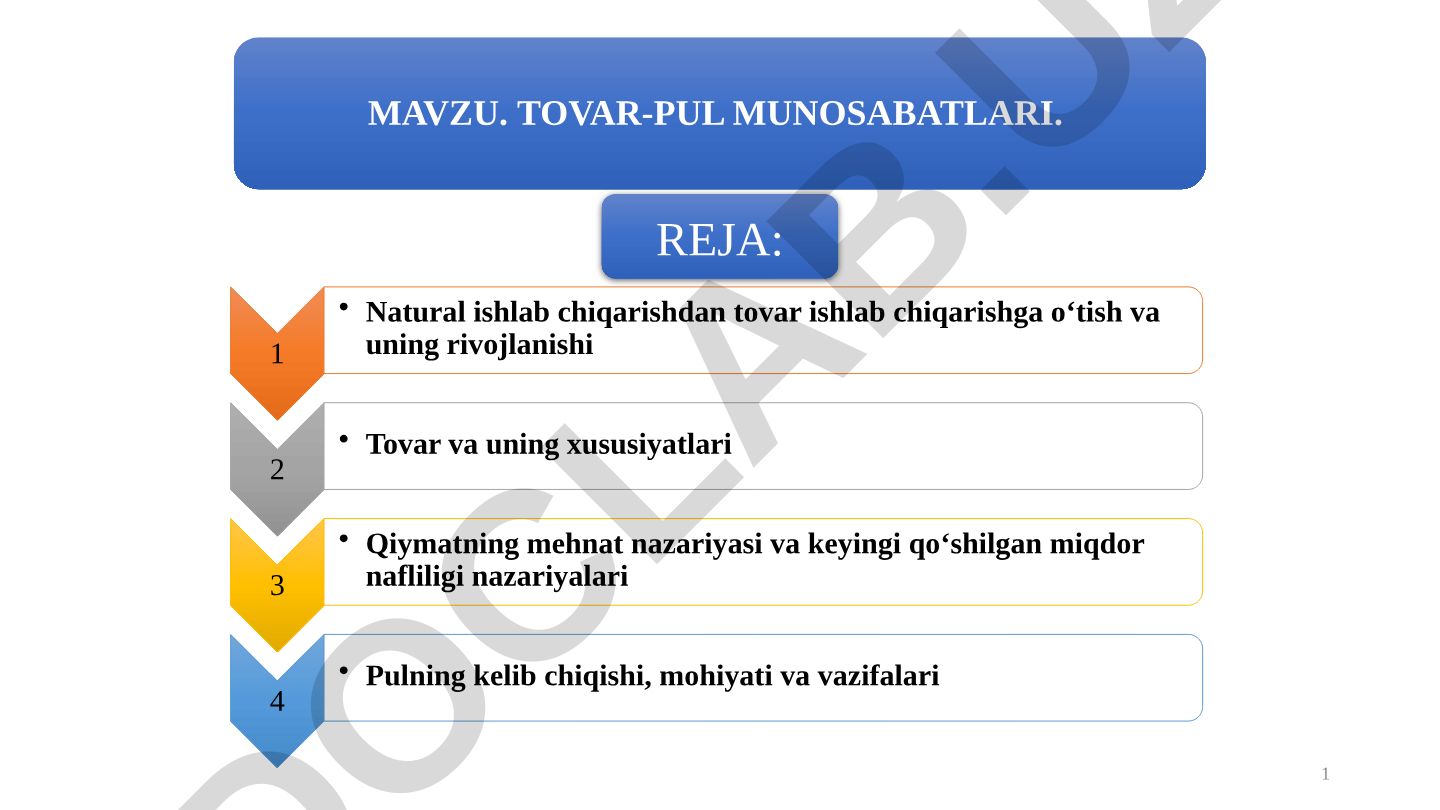 Tovar-pul munosabatlari