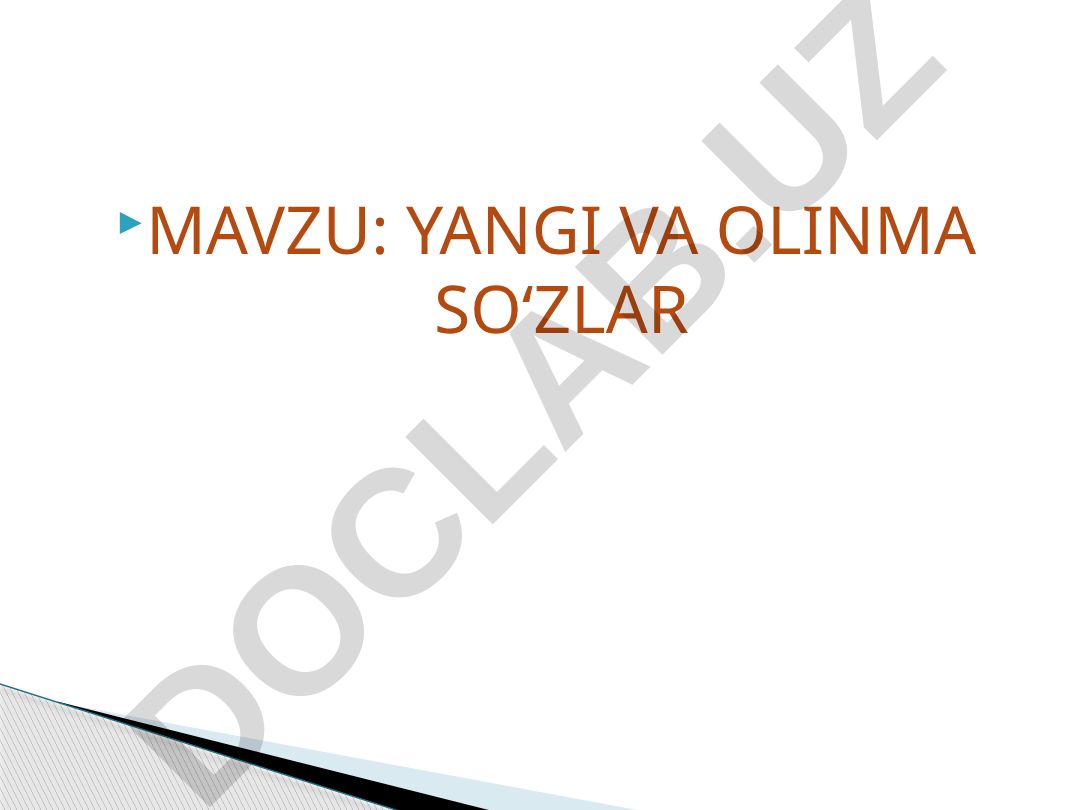 YANGI VA OLINMA SO‘ZLAR
