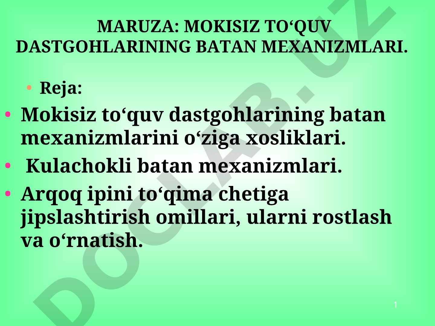 Mokisiz to‘quv dastgohlarining batan mexanizmlari