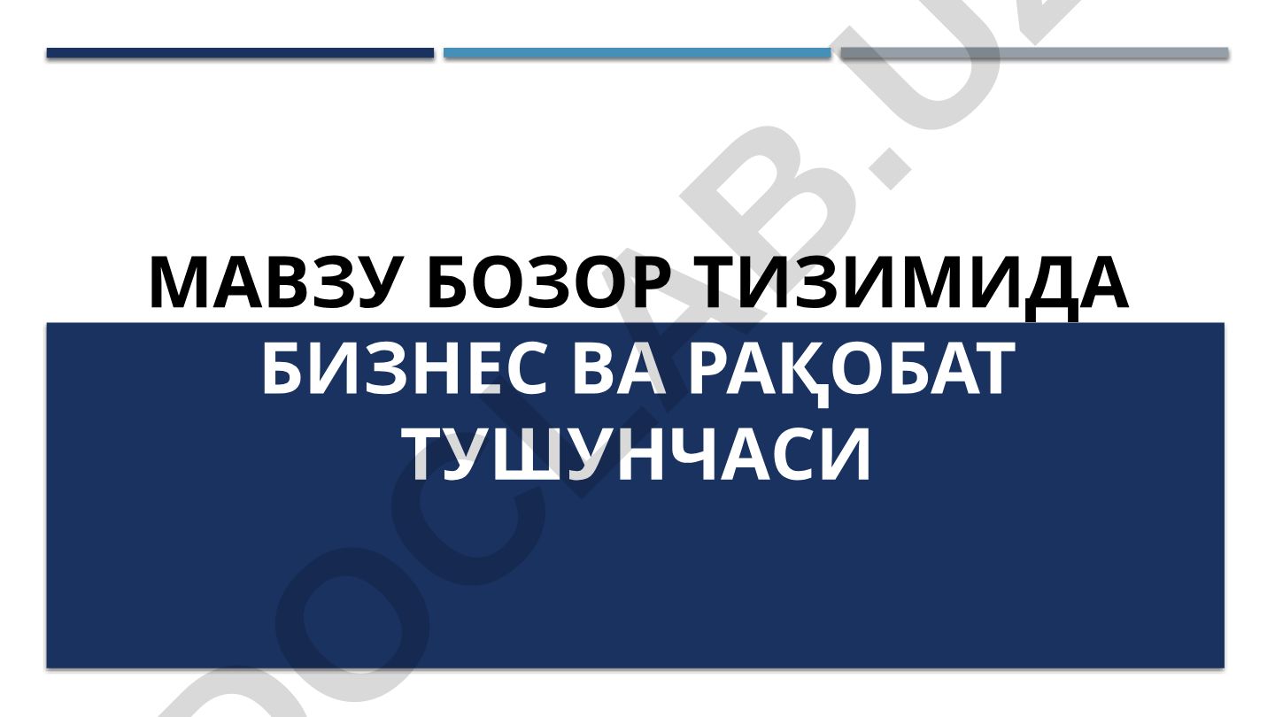 Бозор тизимида бизнес ва рақобат тушунчаси