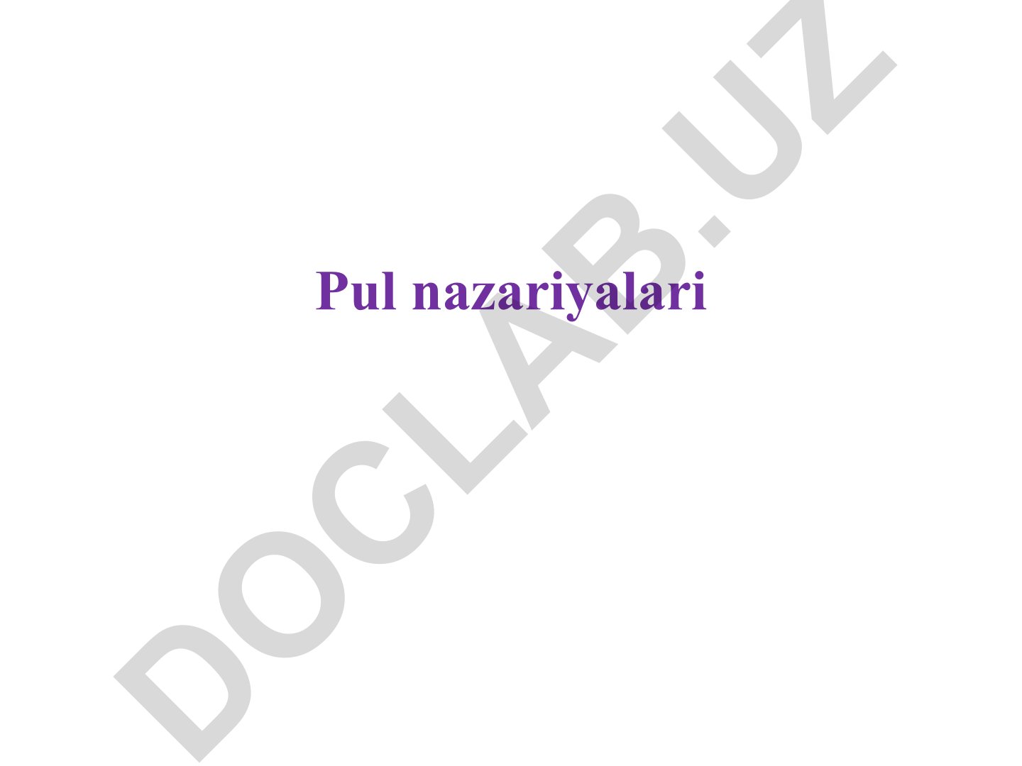 Pul nazariyalari