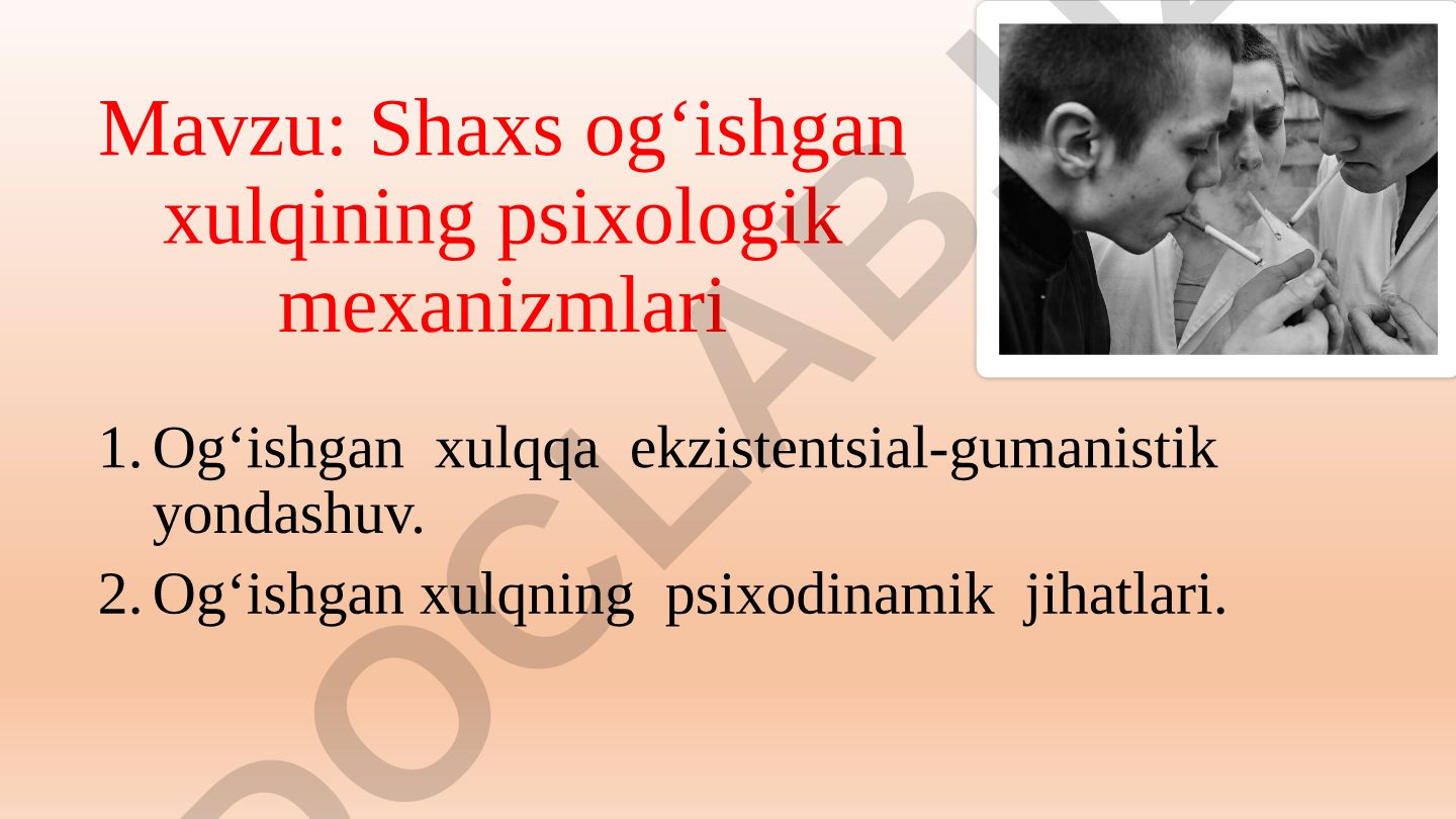 Shaxs og‘ishgan xulqining psixologik mexanizmlari