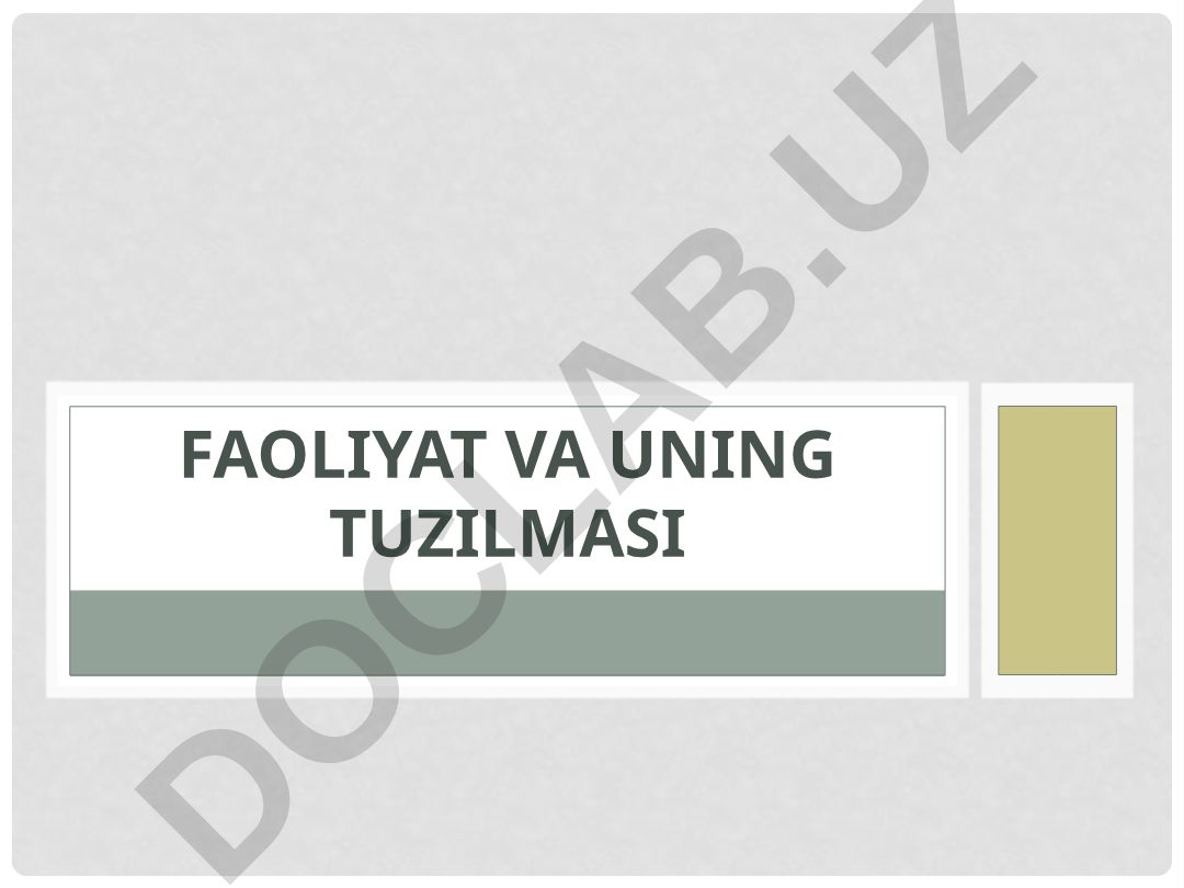 Faoliyat va uning tuzilmasi
