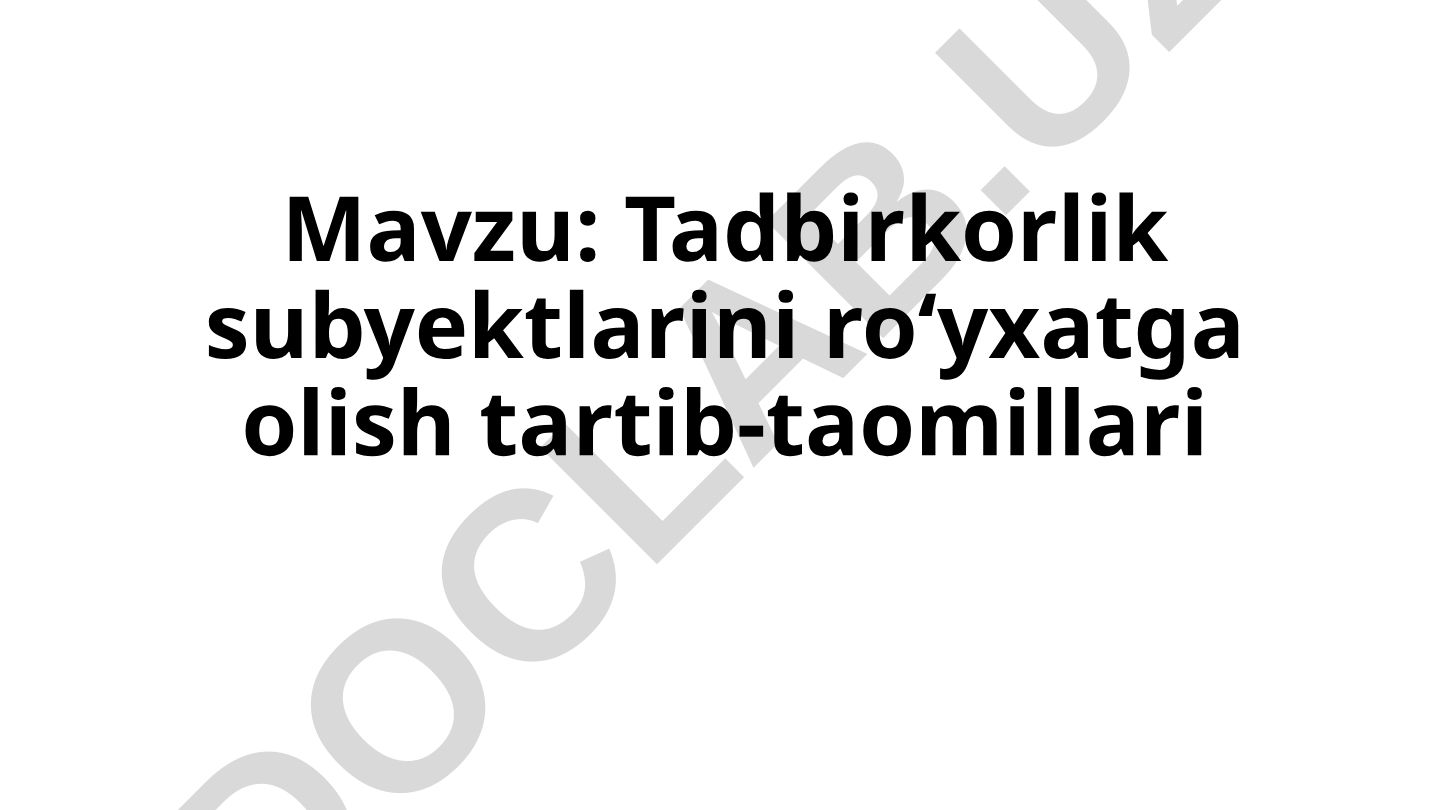Tadbirkorlik subyektlarini ro‘yxatga olish tartib-taomillari Angliyada