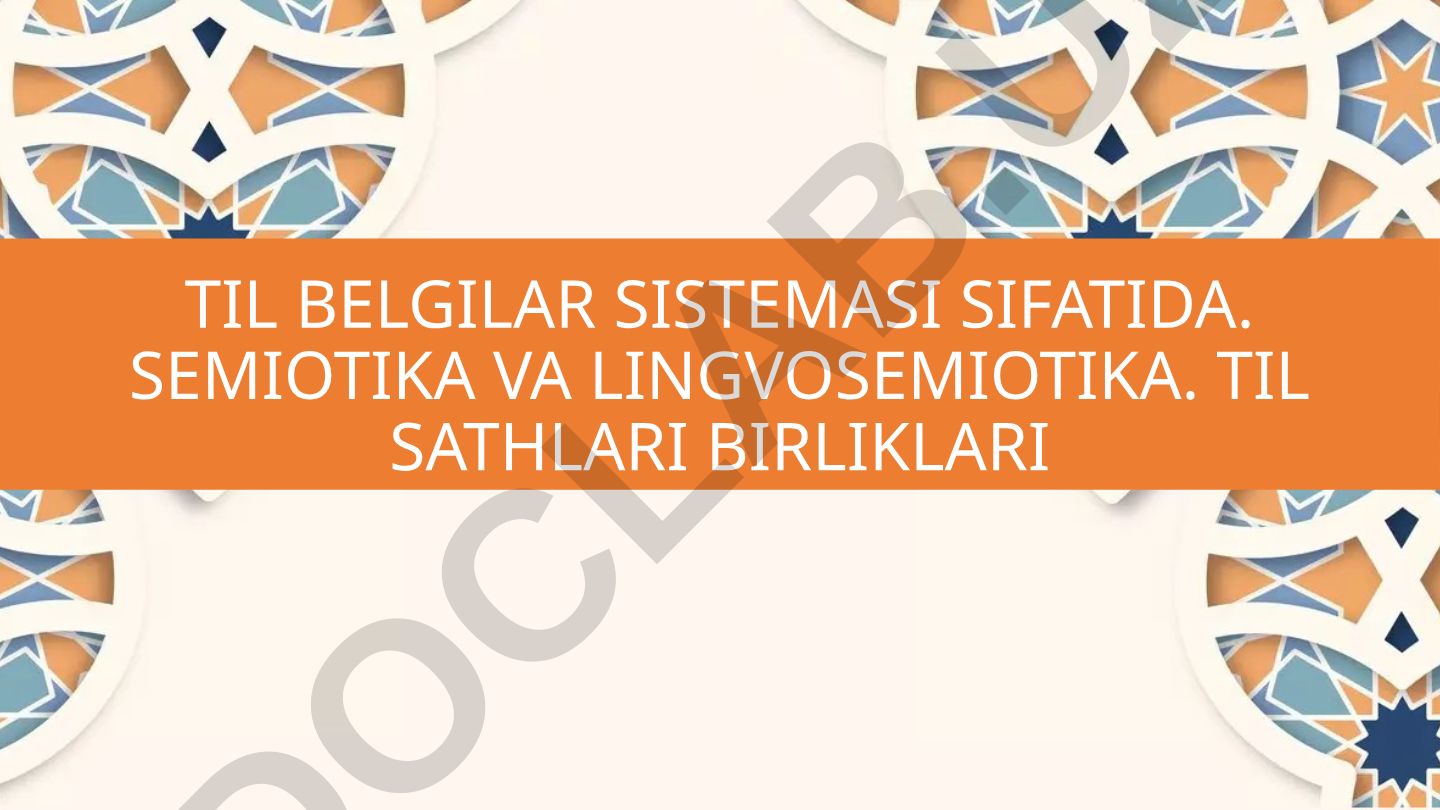 Til belgilar tizimi sifatida: semiotika va til sathlari birliklari
