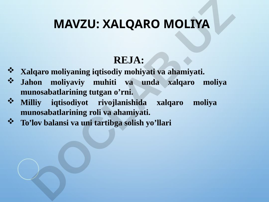 XALQARO MOLIYA