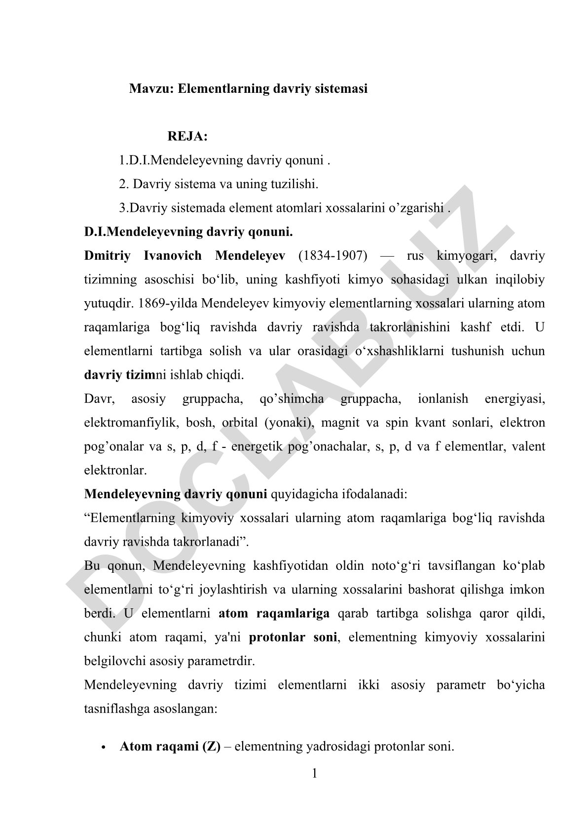 Elementlarning davriy sistemasi