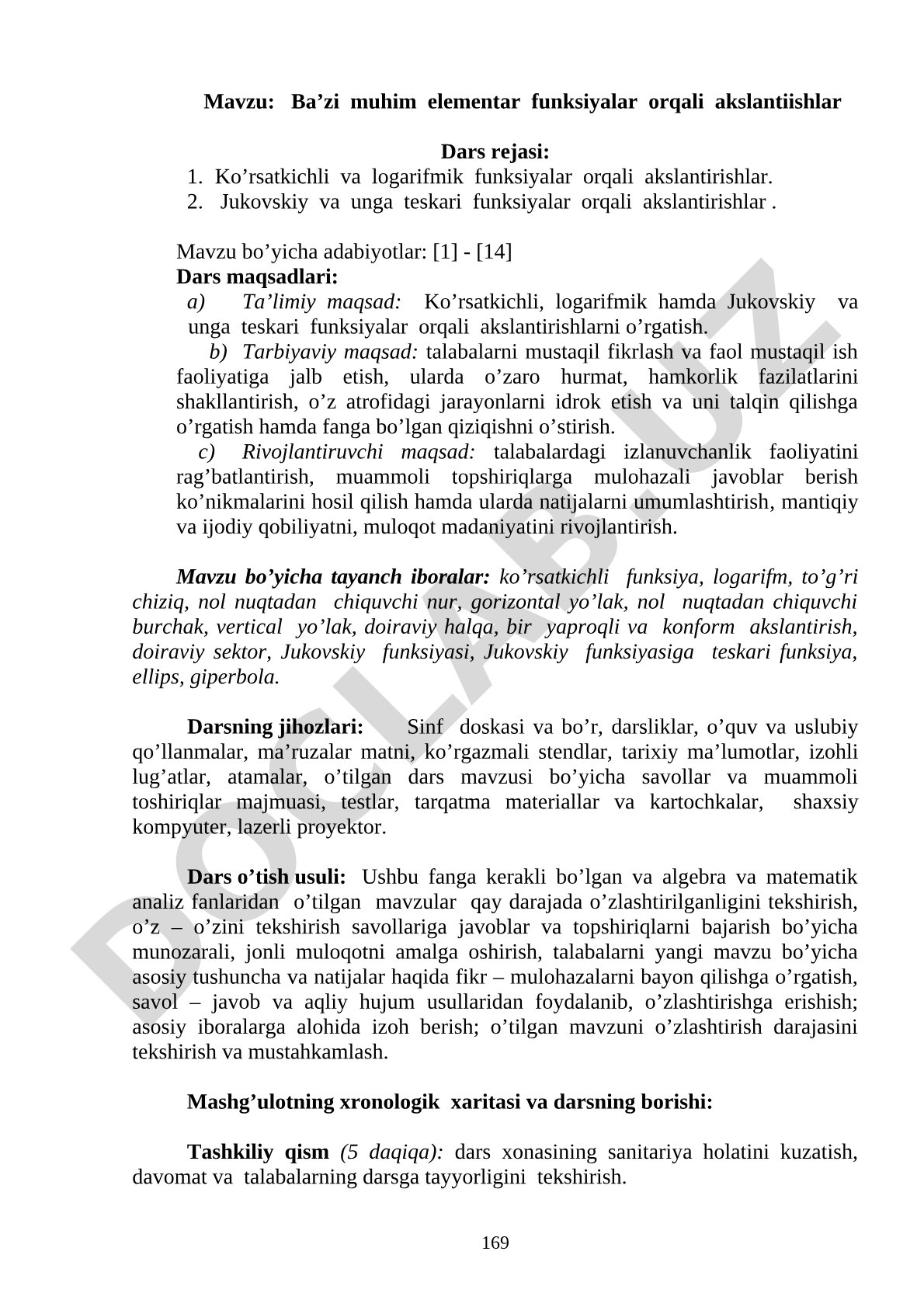 Ba'zi muhim elementar funksiyalar orqali akslantirishlar