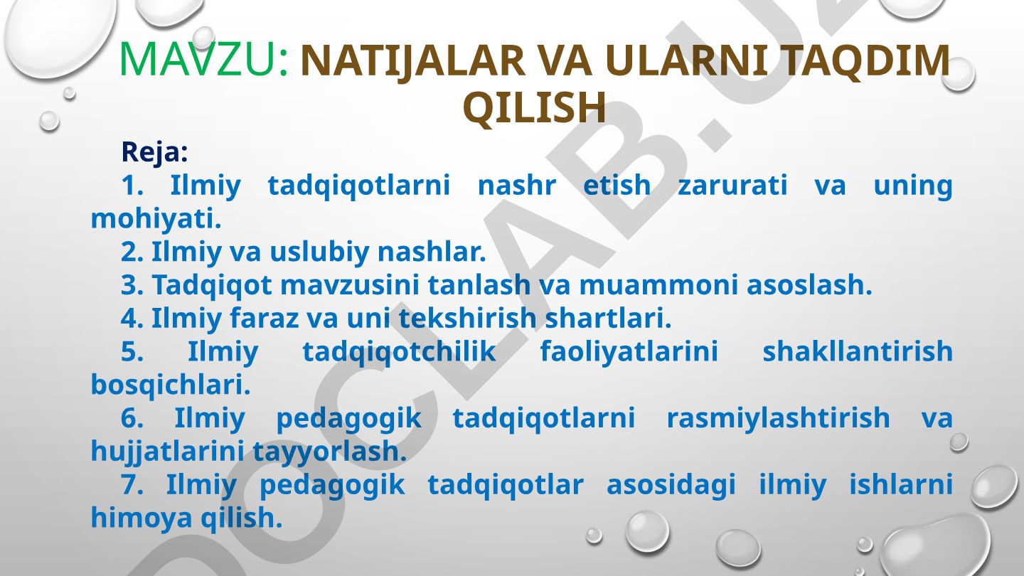 Natijalar va ularni taqdim qilish