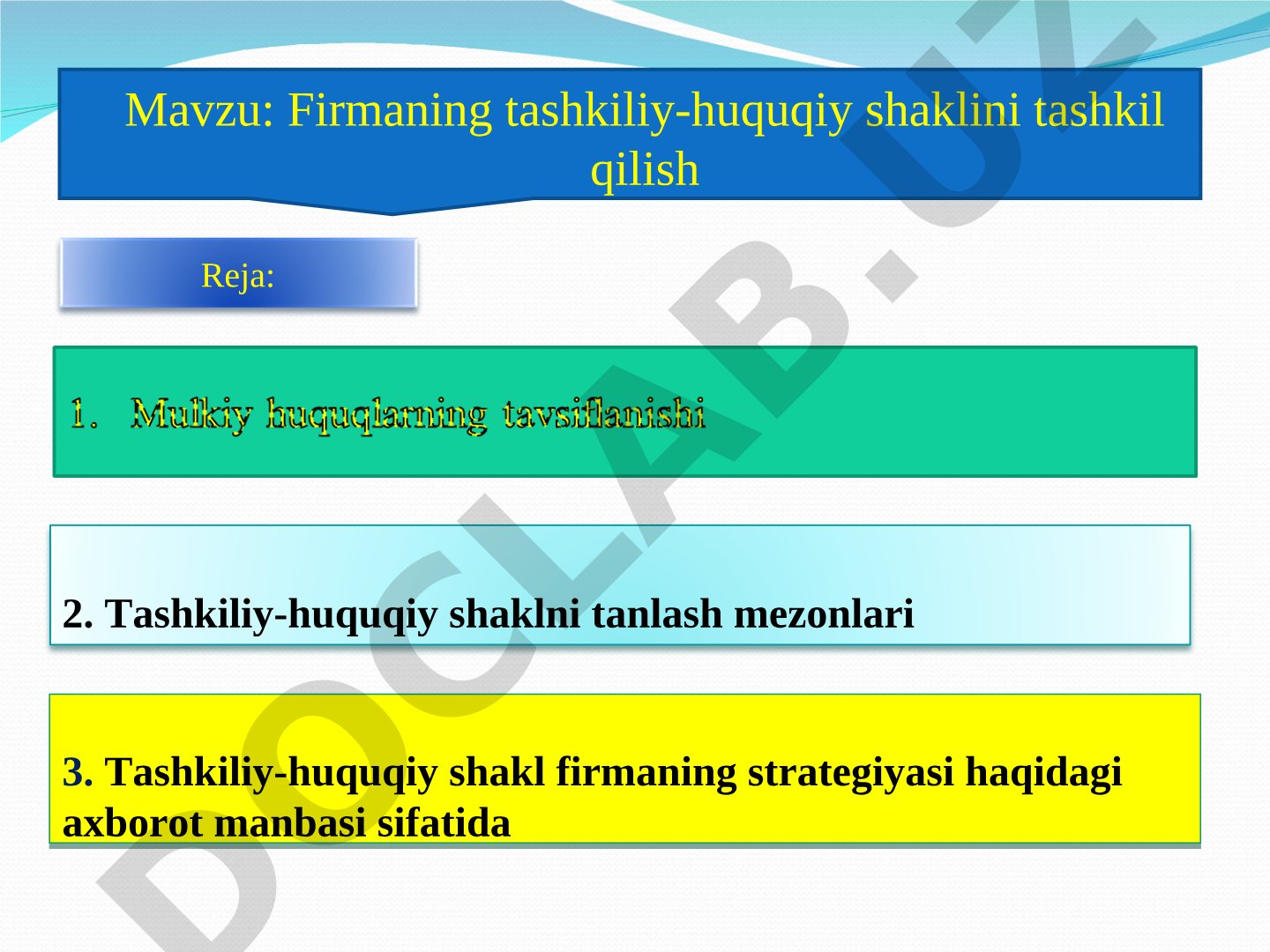 Tashkiliy-huquqiy shakl taqdimoti