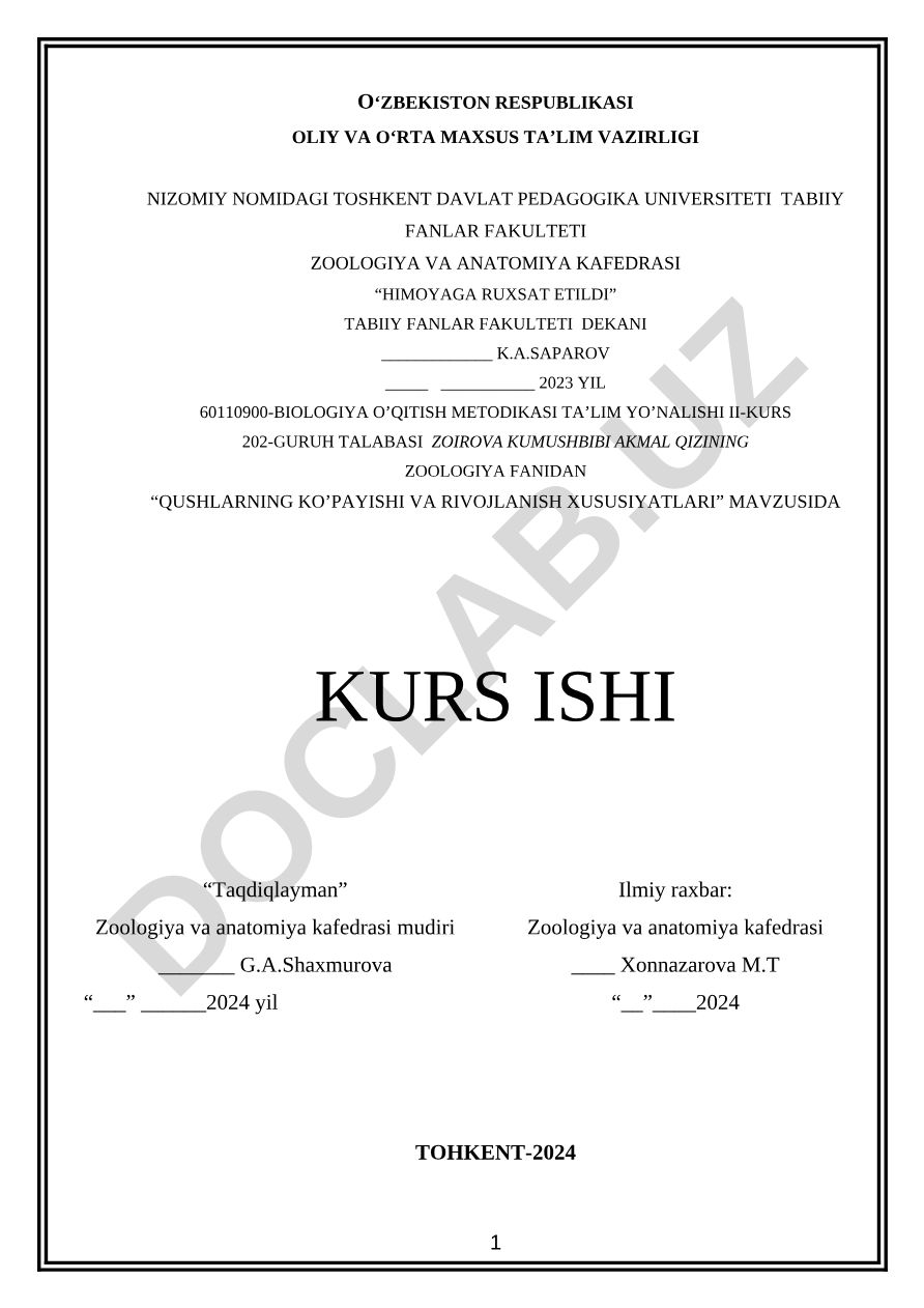 Qushlarning ko'payishi va rivojlanish xususiyatlari