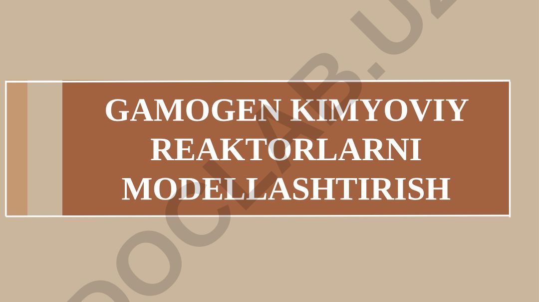 Gamogen kimyoviy reaktorlarni modellashtirish