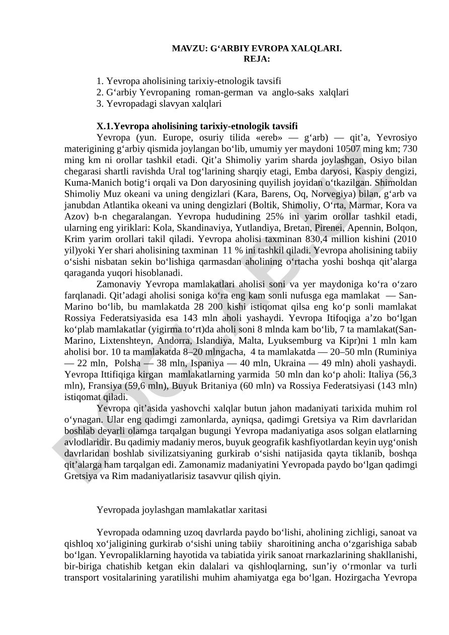 G‘ARBIY EVROPA XALQLARI