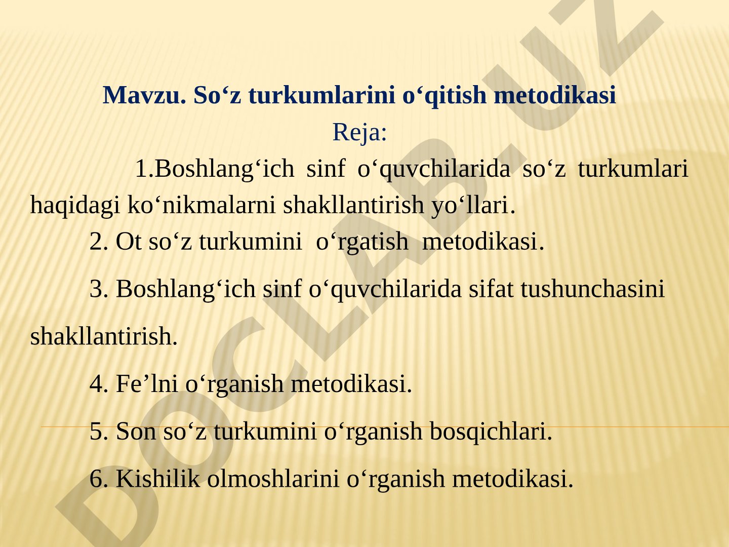 So‘z turkumlarini o‘qitish metodikasi