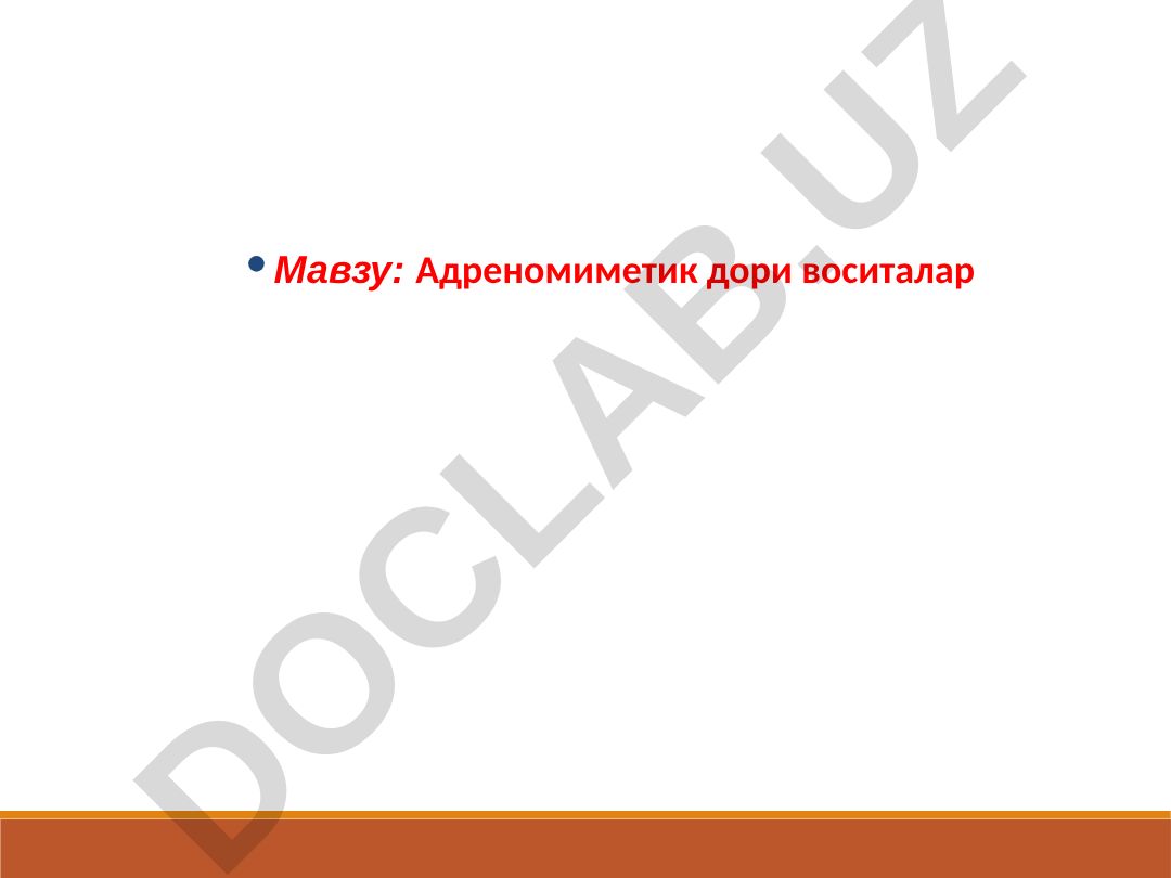 Адреномиметик дори воситалар 1 Адренергик система