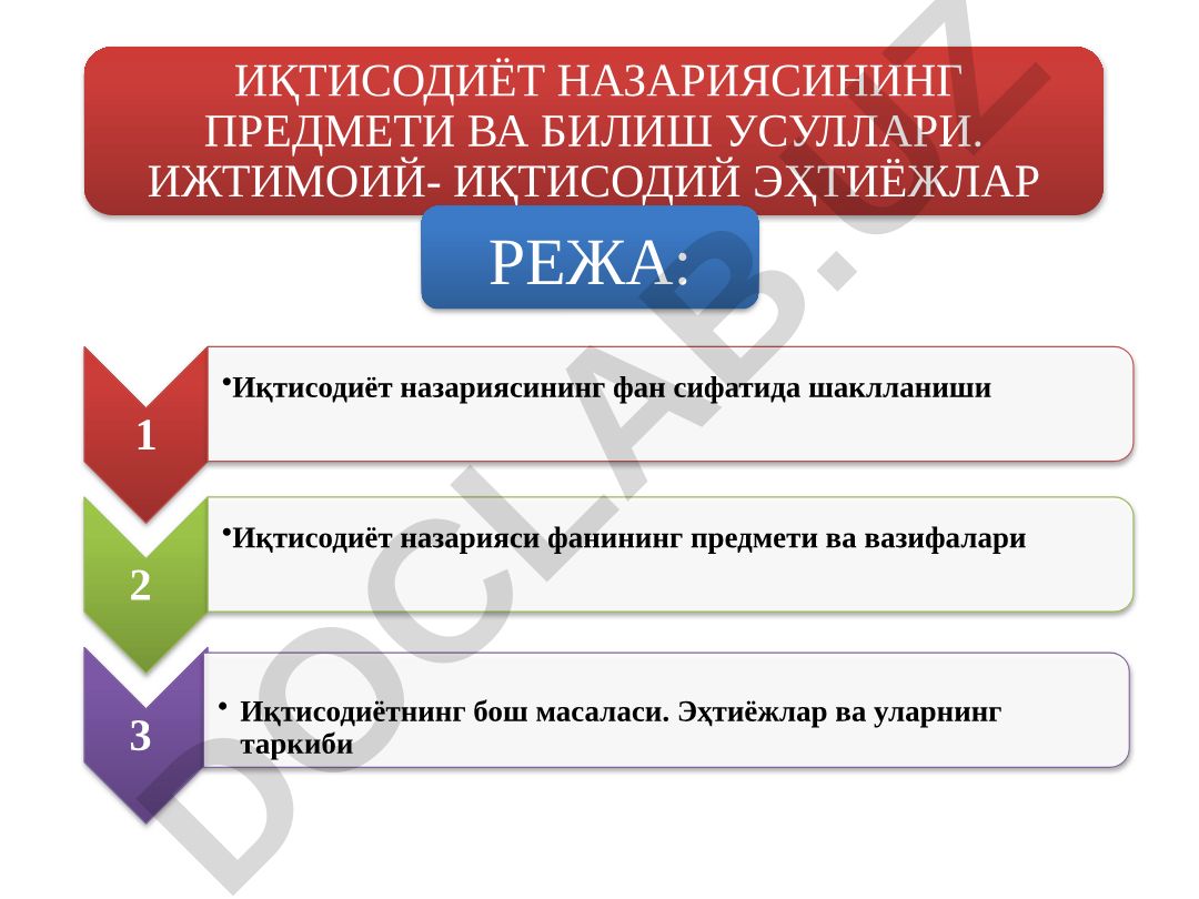 Иқтисодиёт назариясининг предмети ва билиш усуллари